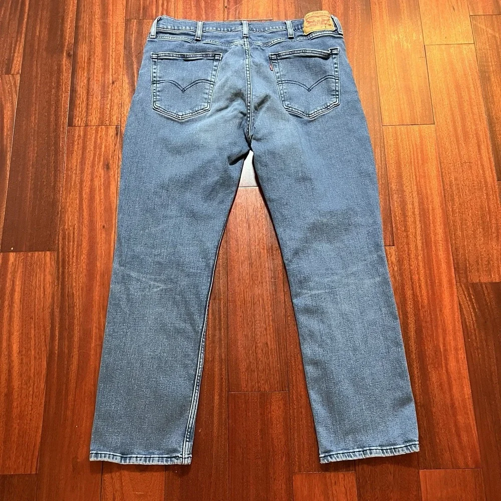 Levis Jeans Men 38x30 514 Blue Straight Leg Stretch Light Wash Denim Workwear